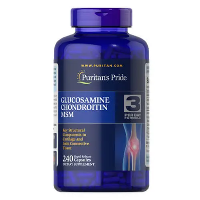 Puritan’s Pride Double Strength Glucosamine Chondroitin MSM 240 капс. Глюкозамин и хондроитин