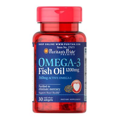 Puritan's Pride Omega-3 Fish Oil 1200 mg 30 капс Омега-3