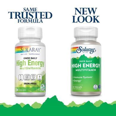 Solaray Once Daily High Energy MultiVitamin 30 VegCaps Универсальные