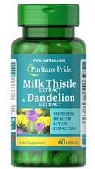 Puritan's Pride Milk Thistle & Dandelion Extract 60 капс. Расторопша (Силимарин)