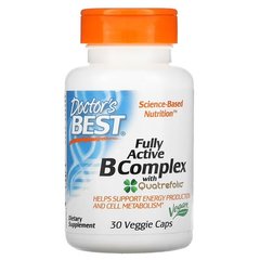 Doctor's Best Active B Complex with Quatrefolic 30 вегетаріанських капсул Комплекс вітамінів групи В