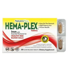NaturesPlus Hema-Plex 30 таблеток із тривалим вивільненням Залізо