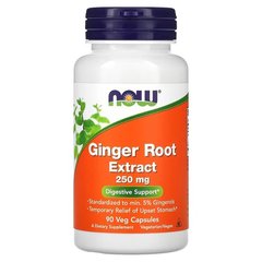 NOW Ginger Root Extract 250mg 90 вегетаріанських капсул Імбир корінь