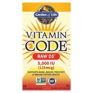 Garden of Life Vitamin Code RAW D3 125 mcg (5,000 IU) 60 caps Витамин D