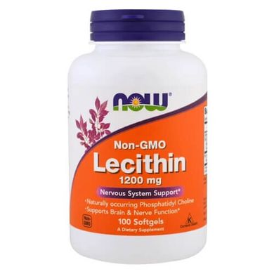 NOW Soy  Lecithin 1,200 mg 100 жидких капсул Лецитин