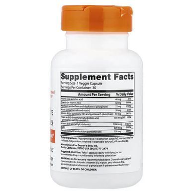Doctor's Best Active B Complex with Quatrefolic 30 вегетарианских капс. Комплекс витаминов группы В