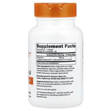 Doctor's Best Ubiquinol 100 mg 60 Softgels Убихинол