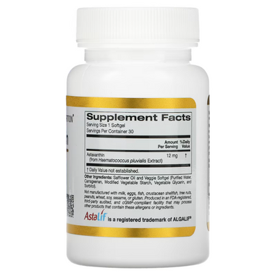 California Gold Nutrition Astaxanthin 12 мг 30 капсул Астаксантин