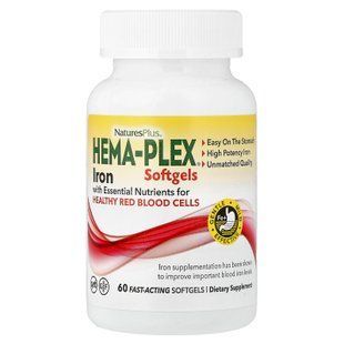 NaturesPlus Hema-Plex 60 жидких капсул Железо