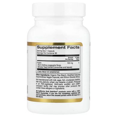 California Gold Nutrition Fisetin with Novusetin 100 mg 90 рослинних капсул Для мозкової активності, нервової системи і сну