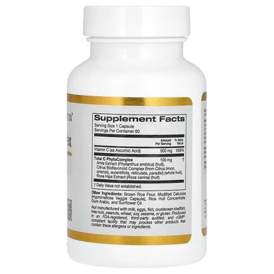 California Gold Nutrition Total C Complex 500 mg 60 капсул Вітамін С