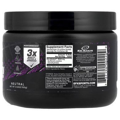 EFX Sports Creatine Monohydrate Kre-Alkalyn 100 грам