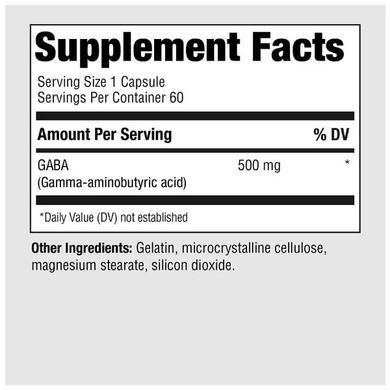 Pure Formulas GABA 500 mg 60 капсул GABA