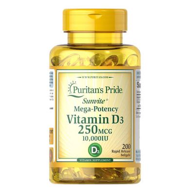 Puritan's Pride Vitamin D3 10,000 IU 200 капс Витамин D