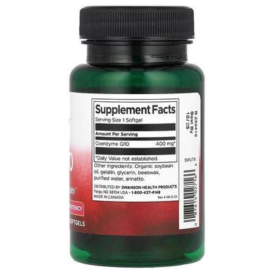 Swanson CoQ10 400 mg 30 softgels Коэнзим Q-10