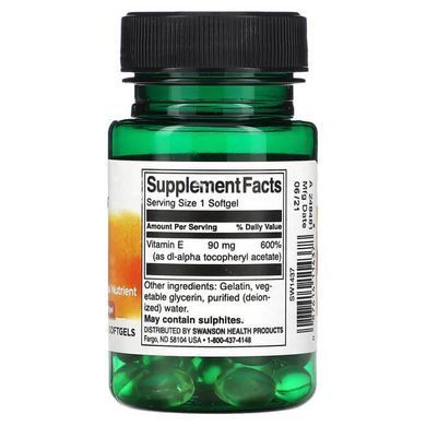 Swanson Vitamin E-200 (90 mg) 60 капсул Вітамін Е