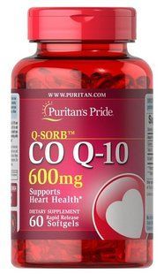 Puritan's Pride Q-SORB CO Q-10 600 mg 60 рідких капсул Коензим Q-10