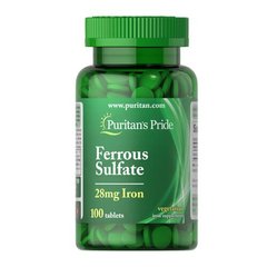 Puritan's Pride Iron Ferrous Sulfate 28 mg 100 табл Залізо