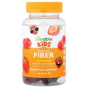 Lifeable Kids Prebiotic Fiber Gummies 60 жувальних цукерок Пробіотики та Ензими для дітей