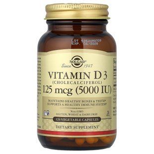 Solgar Vitamin D3 125 mcg (5000 IU) 120 Vegetable Capsules Витамин D