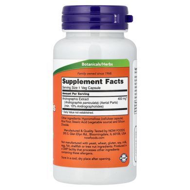 NOW Andrographis Extract 400 mg 90 вегетаріанських капсул Інші екстракти