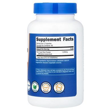Nutricost Red Yeast Rice 600 mg 120 капсул Рис червоний