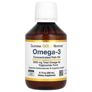 California Gold Nutrition  Norwegian Extra Strength Omega 3 Fish Oil Lemon 200 ml Омега-3