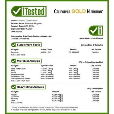 California Gold Nutrition Proteolytic Enzymes 90 капсул Ензими