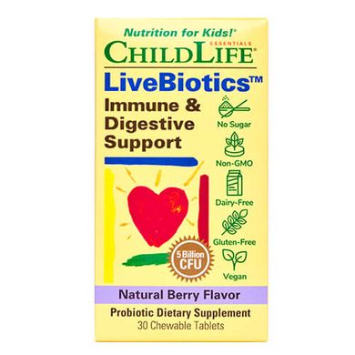 ChildLife Immune & Digestive Support 30 жевательных таблеток Пробиотики и пребиотики