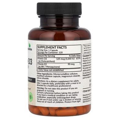 Futurebiotics Vitamin K2 + D3 5000IU/90mcg 120 капс. Витамин D3 + K-2