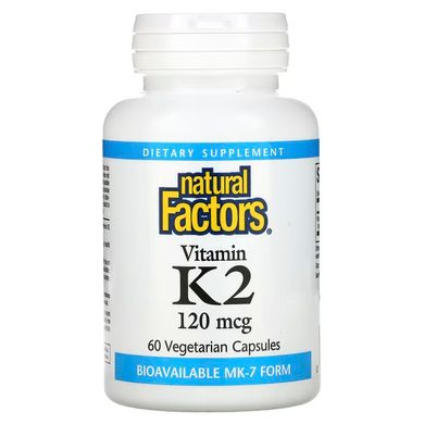 Natural Factors Vitamin K2 120 mcg 60 вегетарианских капсул Витамин K