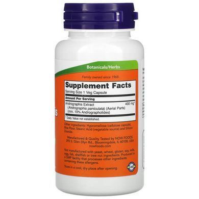 NOW Andrographis Extract 400 mg 90 вегетаріанських капсул Інші екстракти