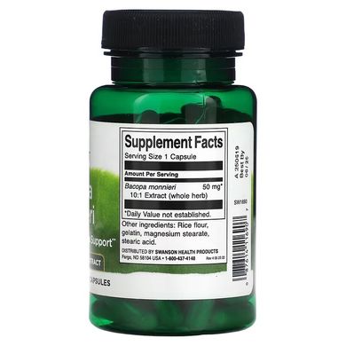 Swanson Bacopa Monnieri - 10:1 Extract 50 mg 90 капс. Другие экстракты