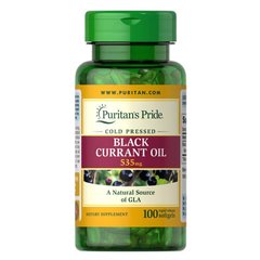 Puritan's Pride Black Currant Oil 535 mg 100 рідких капсул Чорна смородина масло