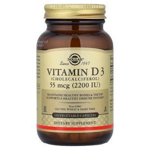 Solgar Vitamin D3 55 mcg (2,200 IU) 100 Vegetable Capsules Витамин D