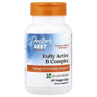 Doctor's Best Active B Complex with Quatrefolic 60 рослинних капсул Комплекс вітамінів групи В