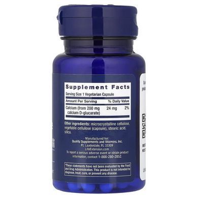 Life Extension Calcium D-Glucarate 200 mg 60 рослинних капсул Кальцій