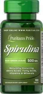 Puritan's Pride Spirulina 500 mg 100 tab Спирулина