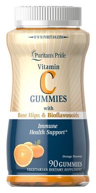 Puritan's Pride Vitamin C Gummies with Rose Hips & Bioflavonoids 90 жевательных конфет Витамин С