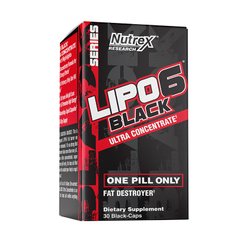 Nutrex Lipo-6 Black Ultra Concentrate 30 капсул Комплексні жироспалювачі