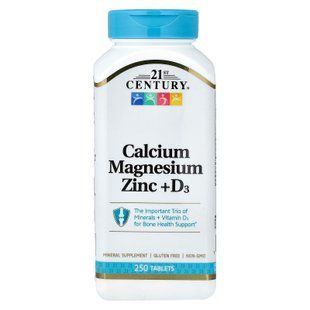 21st Century Calcium Magnesium Zinc + D3 250 таблеток Мінеральні комплекси