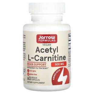 Jarrow Formulas Acetyl L-Carnitine 500 mg 60 рослинних капсул L-Карнитин