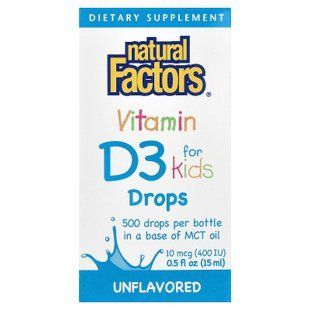 Natural Factors Vitamin D3 Drops for Kids 400 IU 15 ml Вітамін D