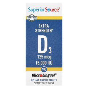 Superior Source Extra Strength D3 5000 IU 100 смоктальних таблеток Вітамін D