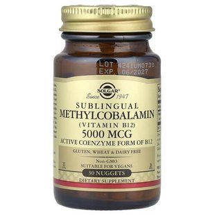 Solgar Sublingual Methylcobalamin (Vitamin B12) 5,000 mcg 30 сублінгвальніх таблеток Кобаламін (B-12)