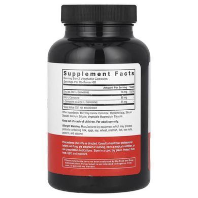 Force Factor Zinc-L-Carnosine Complex 120 рослинних капсул Цинк