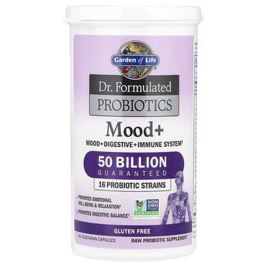 Garden of Life Probiotics Mood+ 60 Vegetarian Capsules Пробиотики и пребиотики