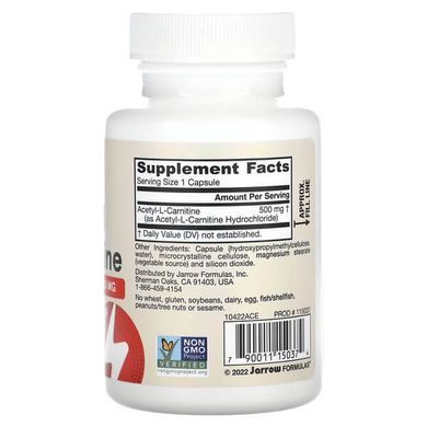 Jarrow Formulas Acetyl L-Carnitine 500 mg 60 растительных капсул L-Карнитин