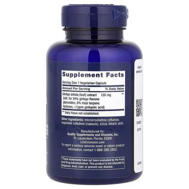 Life Extension Ginkgo Biloba 120 mg 365 рослинних капсул Гінкго Білоба