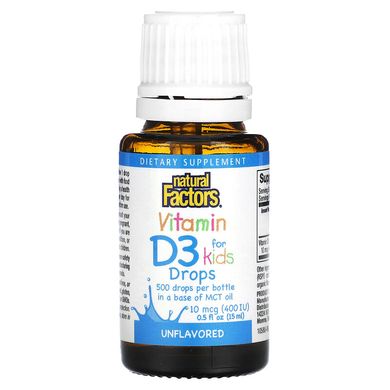 Natural Factors Vitamin D3 Drops for Kids 400 IU 15 ml Вітамін D